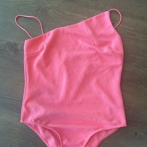 Princess Polly Evella Bodysuit Size 4 Pink Asymmetrical